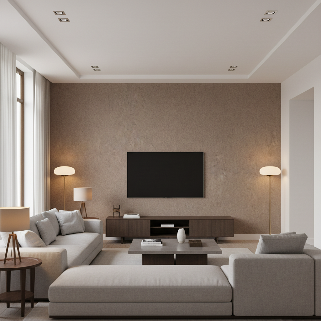 Skye Wool - Acorn Brown By Lee Jofa |  |Solid Texture Upholstery Wool - Living Room Room Setting