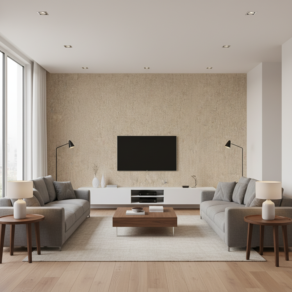Skye Wool - Biscotti Beige By Lee Jofa |  |Solid Texture Upholstery Wool - Living Room Room Setting