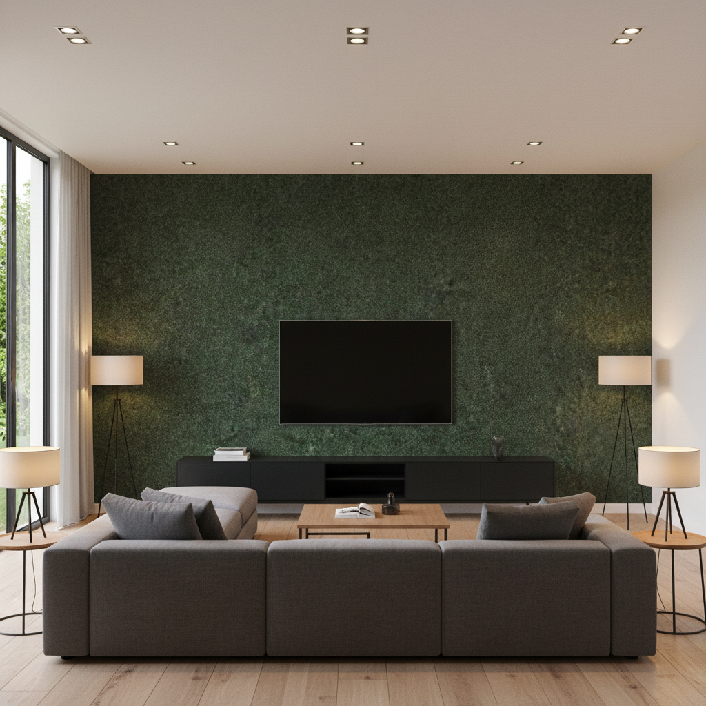 Skye Wool - Bottle Green By Lee Jofa |  |Solid Texture Upholstery Wool - Living Room Room Setting