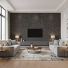 Skye Wool - Charcoal Black By Lee Jofa |  |Solid Texture Upholstery Wool - Living Room Room Setting