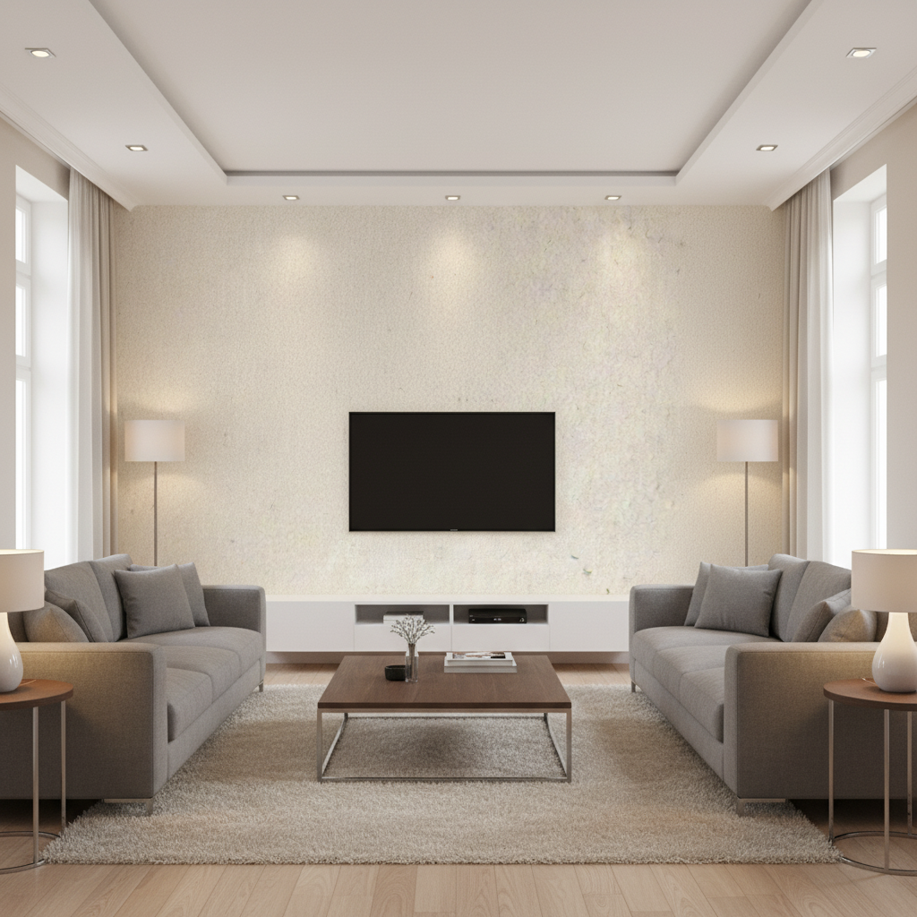 Skye Wool - Coconut White By Lee Jofa |  |Solid Texture Upholstery Wool - Living Room Room Setting