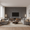 Skye Wool - Granite Grey By Lee Jofa |  |Solid Texture Upholstery Wool - Living Room Room Setting