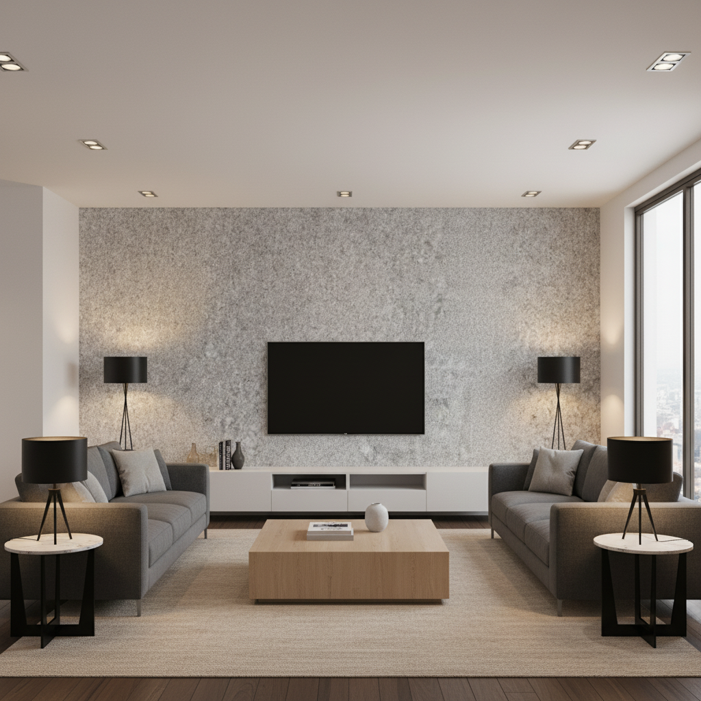 Skye Wool - Koala Grey By Lee Jofa |  |Solid Texture Upholstery Wool - Living Room Room Setting