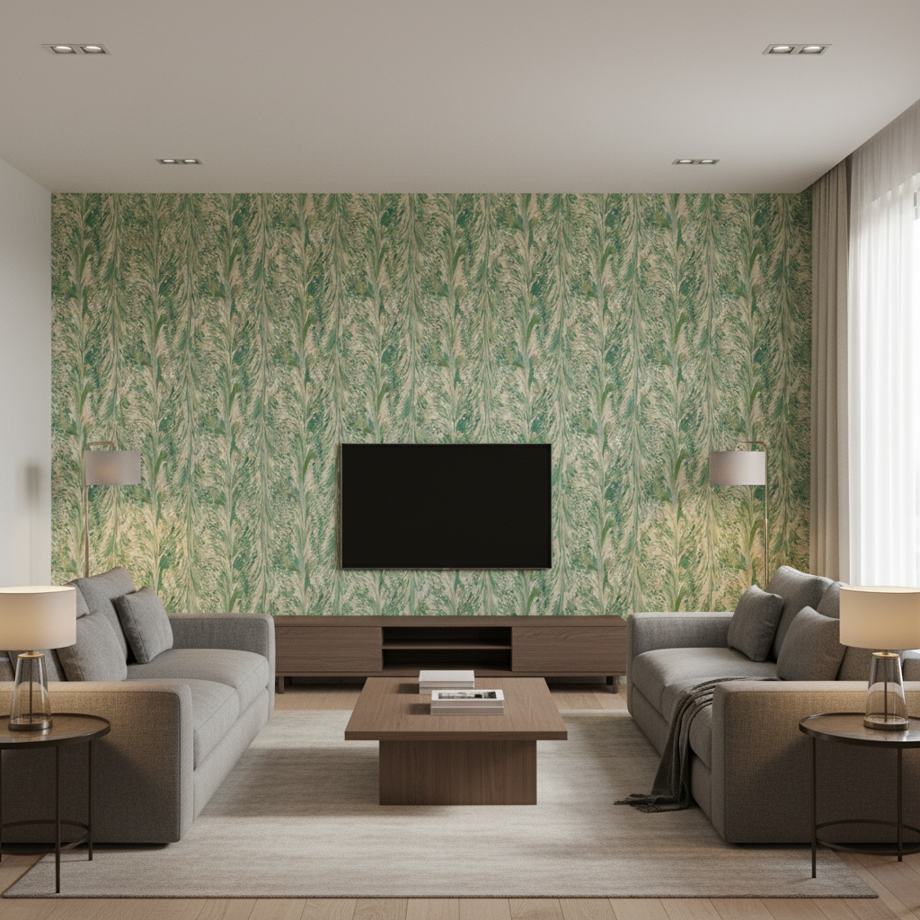 Taplow Print - Jade/Leaf Green By Lee Jofa | Garden Walk | Abstract Multipurpose Print - Living Room Room Setting