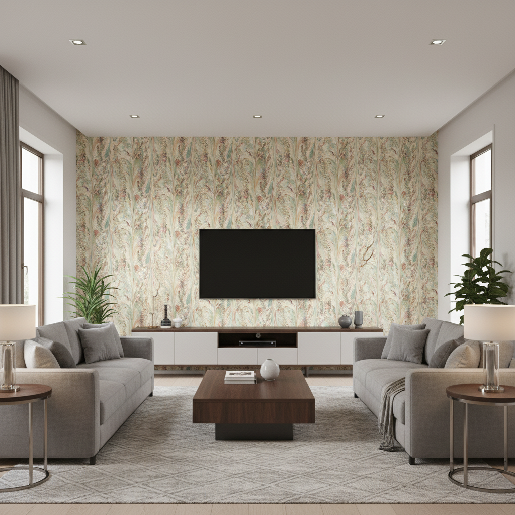 Taplow Print - Juniper/Petal Multi By Lee Jofa | Manor House | Modern Multipurpose Print - Living Room Room Setting