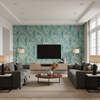 Taplow Print - Marine/Sand Blue By Lee Jofa | Garden Walk | Abstract Multipurpose Print - Living Room Room Setting