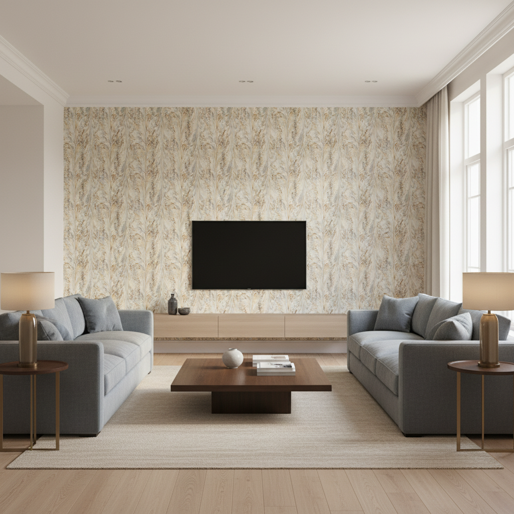 Taplow Print - Sand/Dove Multi By Lee Jofa | Manor House | Modern Multipurpose Print - Living Room Room Setting