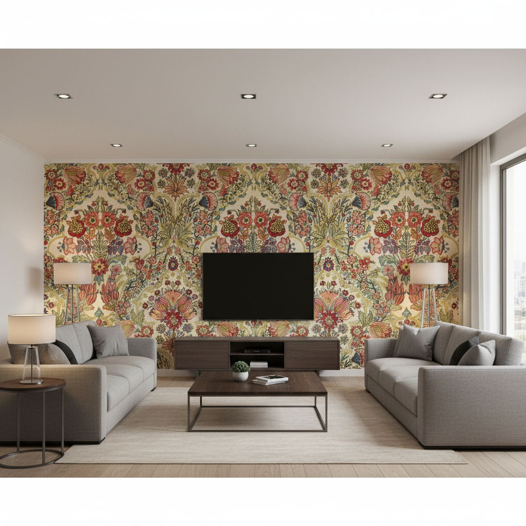 Tetbury - Multi Beige By Lee Jofa | Royal Oak Anniversary | Medallion / Suzani / Persian Multipurpose Print - Living Room Room Setting