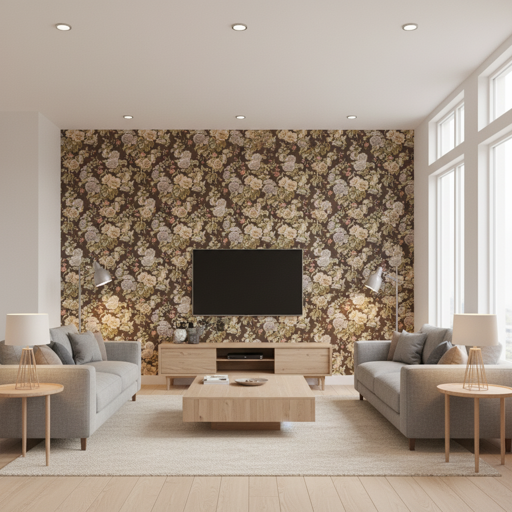 Upton Cotton - Java/Moss Multi By Lee Jofa | Oscar De La Renta Iv |Botanical & Floral  Multipurpose Print - Living Room Room Setting