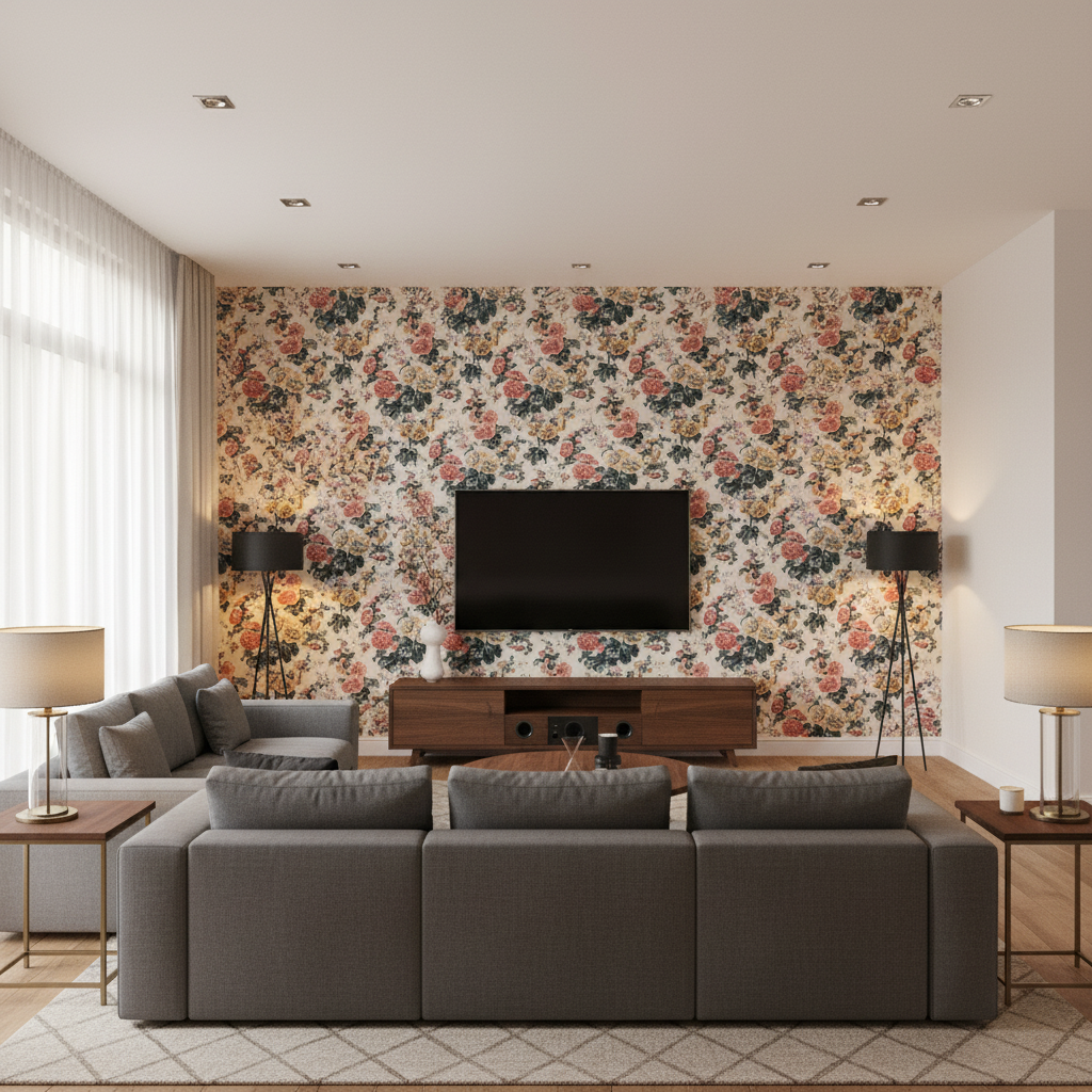 Upton Cotton - Tea/Rose Multi By Lee Jofa | Oscar De La Renta Iv |Botanical & Floral  Multipurpose Print - Living Room Room Setting