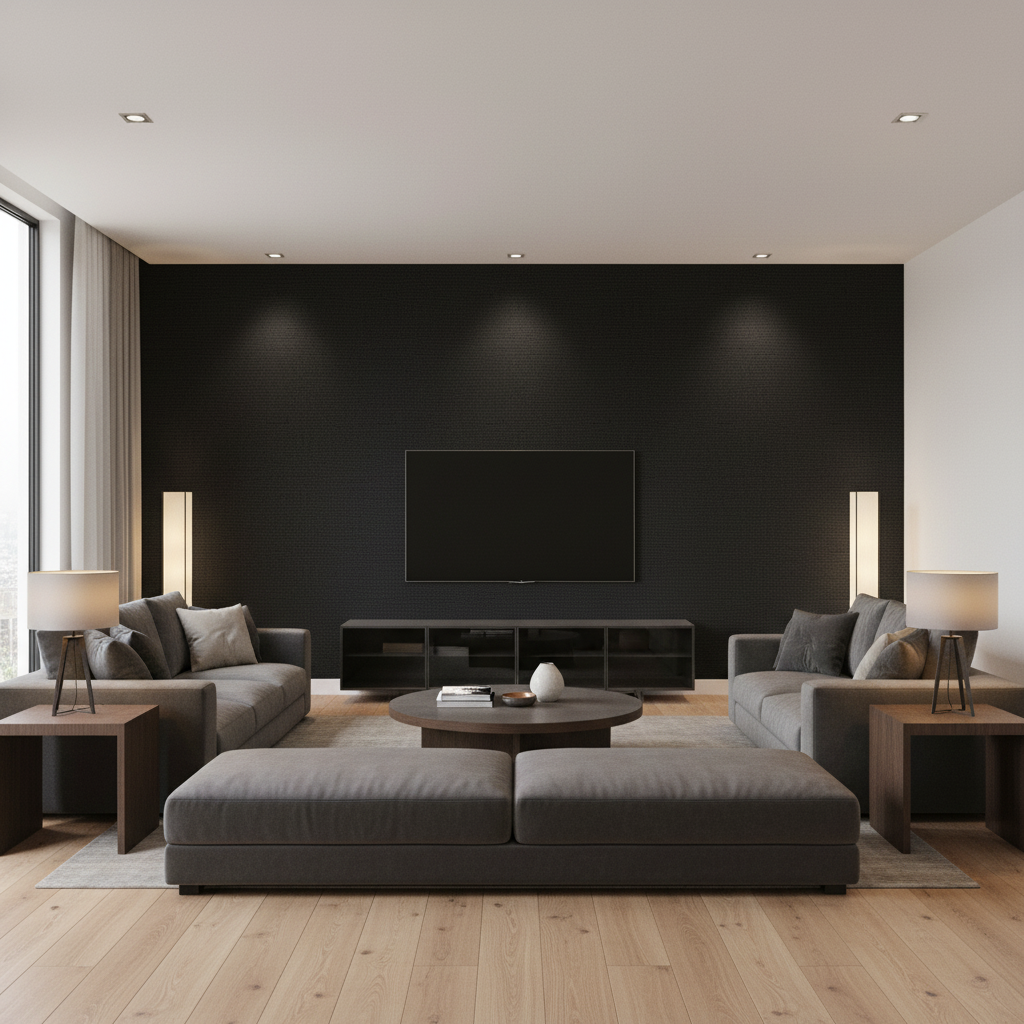 Watermill Linen - Caviar Grey By Lee Jofa | Colour Complements Ii |Solid Texture Multipurpose - Living Room Room Setting