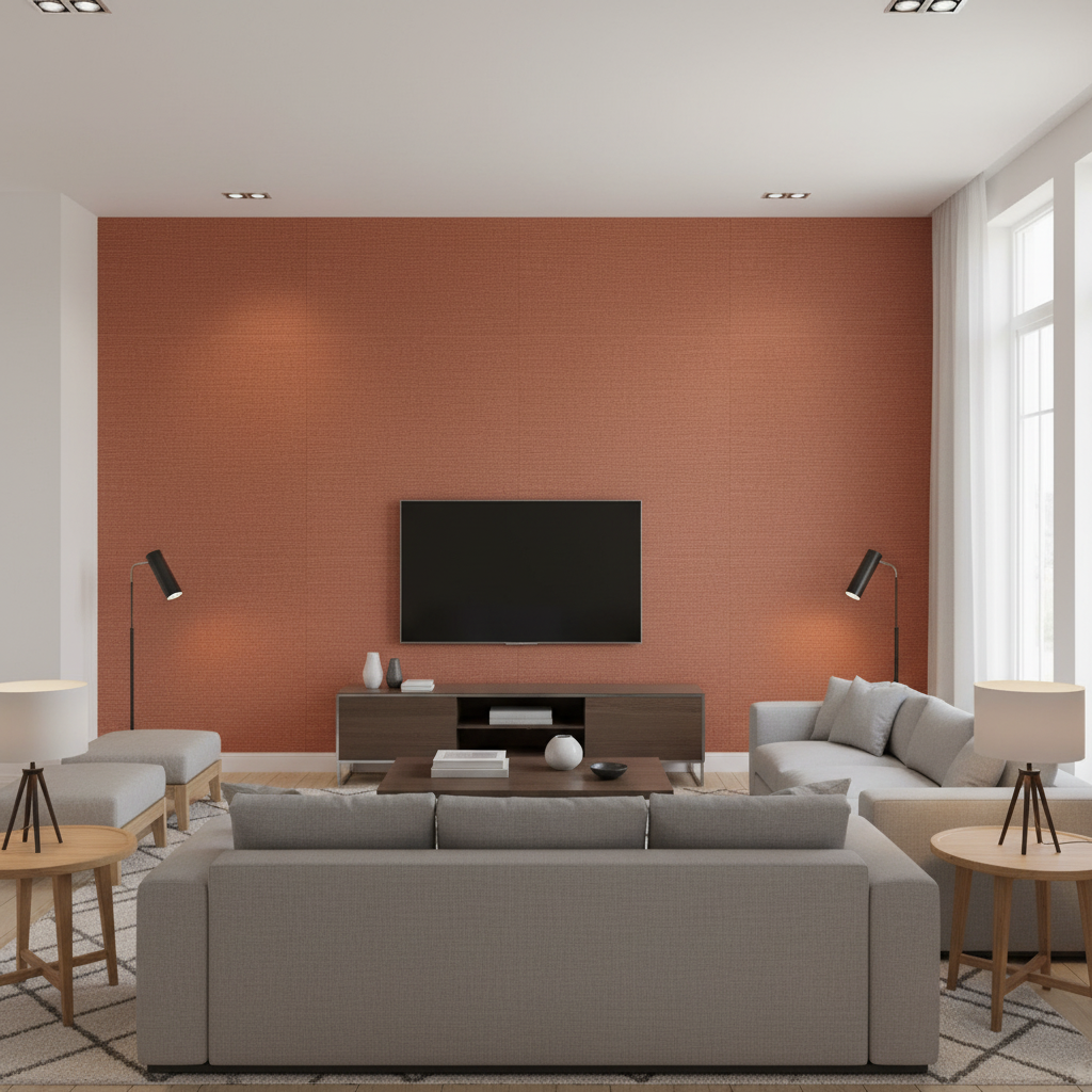 Watermill Linen - Russet Orange By Lee Jofa | Colour Complements Ii |Solid Texture Multipurpose - Living Room Room Setting