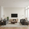 Adalyn Weave Beige | Architectural Wallcoverings - Living Room Visualization (AI-generated, may not be to scale. Verify pattern scale with product specifications.)