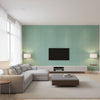 Adalyn Weave Green | Architectural Wallcoverings - Living Room Visualization (AI-generated, may not be to scale. Verify pattern scale with product specifications.)