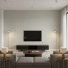 Adalyn Weave Gray | Architectural Wallcoverings - Living Room Visualization (AI-generated, may not be to scale. Verify pattern scale with product specifications.)