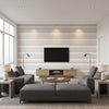 MAREN CORD Tapes &amp; Trims (AE12345) – Linen and Ivory | Thibaut - Living Room Visualization (AI-generated, may not be to scale. Verify pattern scale with product specifications.)