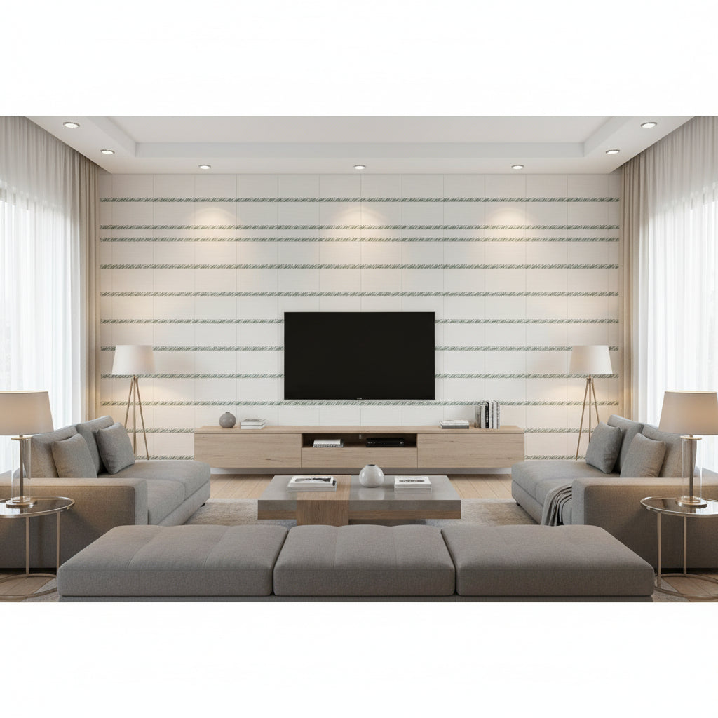 MAREN CORD Tapes &amp; Trims (AE12350) – Aqua and Willow | Thibaut - Living Room Visualization (AI-generated, may not be to scale. Verify pattern scale with product specifications.)