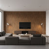 Ajiro Fanfare Chestnut | Maya Romanoff - Living Room Visualization (AI-generated, may not be to scale. Verify pattern scale with product specifications.)