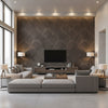 Ajiro Fanfare Ash Luster | Maya Romanoff - Living Room Visualization (AI-generated, may not be to scale. Verify pattern scale with product specifications.)