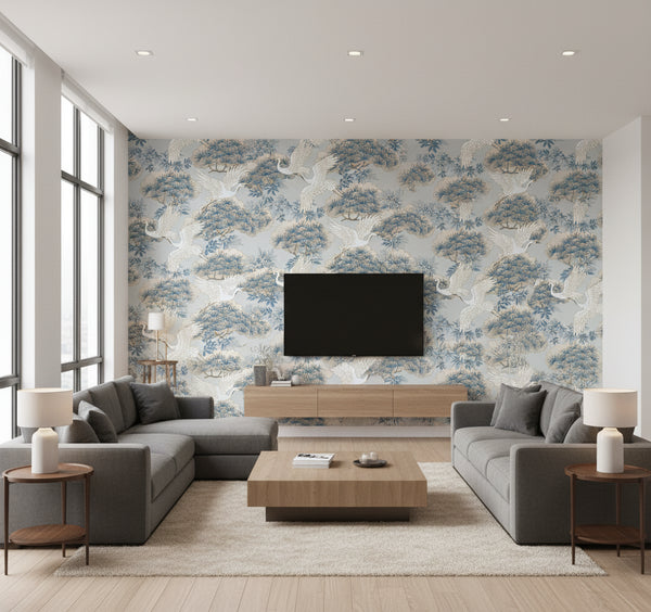 Sprig & Heron Wallcovering - Light Blue | Ronald Redding