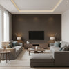 Afterglow Pulp Bronze | Architectural Wallcoverings - Living Room Visualization (AI-generated, may not be to scale. Verify pattern scale with product specifications.)