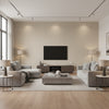 Afterglow Pulp Natural | Architectural Wallcoverings - Living Room Visualization (AI-generated, may not be to scale. Verify pattern scale with product specifications.)