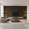 Wallcovering Brown | Architectural Wallcoverings - Living Room Visualization (AI-generated, may not be to scale. Verify pattern scale with product specifications.)