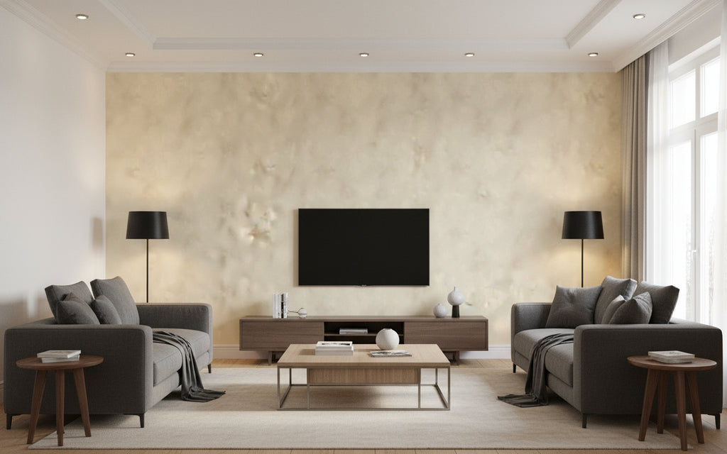 Agrigente Via Vittorio Veneto | Elitis - Living Room Visualization (AI-generated, may not be to scale. Verify pattern scale with product specifications.)