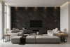 Ajiro Houndstooth Ebony Luster | Maya Romanoff - Living Room Visualization (AI-generated, may not be to scale. Verify pattern scale with product specifications.)