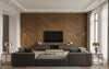 Ajiro Houndstooth Chestnut | Maya Romanoff - Living Room Visualization (AI-generated, may not be to scale. Verify pattern scale with product specifications.)