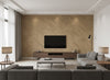 Ajiro Houndstooth Oak Luster | Maya Romanoff - Living Room Visualization (AI-generated, may not be to scale. Verify pattern scale with product specifications.)