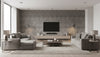 Ajiro Houndstooth Polished Silver Birch Luster | Maya Romanoff - Living Room Visualization (AI-generated, may not be to scale. Verify pattern scale with product specifications.)