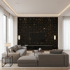 Shimmering Burlap - Mahogany Luxe | Maya Romanoff - Living Room Visualization (AI-generated, may not be to scale. Verify pattern scale with product specifications.)