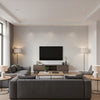 Angle Grey | Schumacher Wallcoverings - Living Room Visualization (AI-generated, may not be to scale. Verify pattern scale with product specifications.)