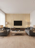 Ajiro Plank - Maple | Maya Romanoff - Living Room Visualization (AI-generated, may not be to scale. Verify pattern scale with product specifications.)