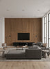 Ajiro Plank - Chestnut | Maya Romanoff - Living Room Visualization (AI-generated, may not be to scale. Verify pattern scale with product specifications.)