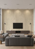 Ajiro Plank - Teak Luster | Maya Romanoff - Living Room Visualization (AI-generated, may not be to scale. Verify pattern scale with product specifications.)