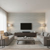Arlo PVC Free Type 2 Bluegrass | Architectural Wallcoverings - Living Room Visualization (AI-generated, may not be to scale. Verify pattern scale with product specifications.)