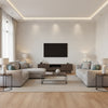 Arlo PVC Free Type 2 Fawn | Architectural Wallcoverings - Living Room Visualization (AI-generated, may not be to scale. Verify pattern scale with product specifications.)