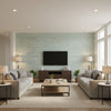 Arlo PVC Free Type 2 Mint | Architectural Wallcoverings - Living Room Visualization (AI-generated, may not be to scale. Verify pattern scale with product specifications.)