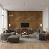 Ajiro Sunburst Chestnut | Maya Romanoff - Living Room Visualization (AI-generated, may not be to scale. Verify pattern scale with product specifications.)