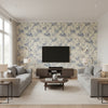 Ashfield Floral Sapphire |    Ralph Lauren - Living Room Visualization (AI-generated, may not be to scale. Verify pattern scale with product specifications.)