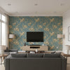 Ashfield Floral Tourmaline |    Ralph Lauren - Living Room Visualization (AI-generated, may not be to scale. Verify pattern scale with product specifications.)
