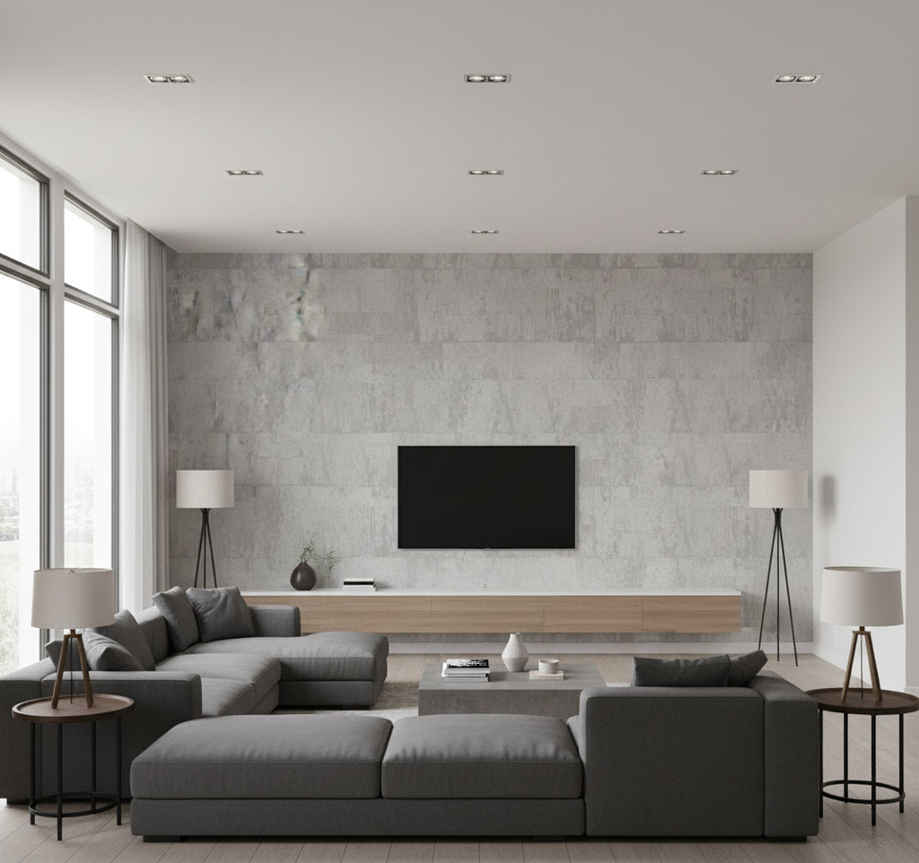 Atelier D'artiste Un Éclat En Plus | Elitis - Living Room Visualization (AI-generated, may not be to scale. Verify pattern scale with product specifications.)