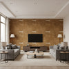 Ajiro Vineyard Chestnut | Maya Romanoff - Living Room Visualization (AI-generated, may not be to scale. Verify pattern scale with product specifications.)