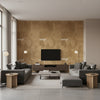 Ajiro Vineyard Oak Luster | Maya Romanoff - Living Room Visualization (AI-generated, may not be to scale. Verify pattern scale with product specifications.)