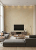 Ajiro Vineyard Teak | Maya Romanoff - Living Room Visualization (AI-generated, may not be to scale. Verify pattern scale with product specifications.)