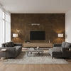 Ajiro Vineyard Cacao Luster | Maya Romanoff - Living Room Visualization (AI-generated, may not be to scale. Verify pattern scale with product specifications.)