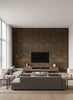Ajiro Vineyard Cacao | Maya Romanoff - Living Room Visualization (AI-generated, may not be to scale. Verify pattern scale with product specifications.)