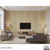 Bali Grasscloth Stripe | Jeffrey Stevens - Living Room Visualization (AI-generated, may not be to scale. Verify pattern scale with product specifications.)